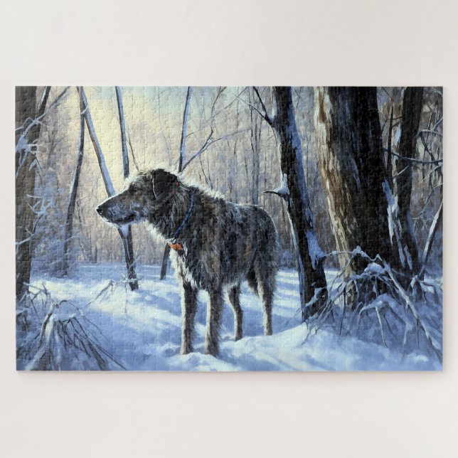 Irish Wolfhound  Let It Snow Christmas Jigsaw Puzzle (Horizontal)