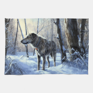 Irish Wolfhound Let It Snow Christmas Kitchen Towel