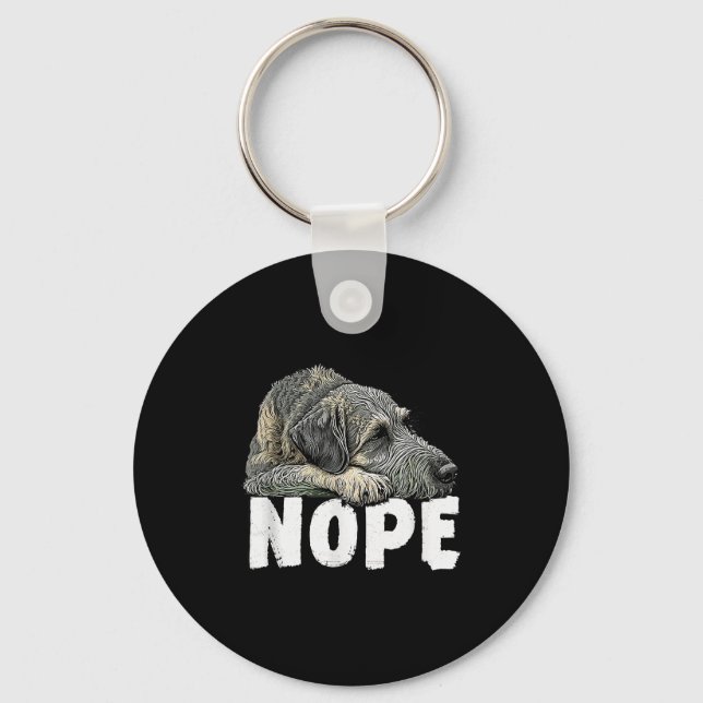 Irish Wolfhound Nope Funny Lazy Pet Dog Cute  Keychain (Front)