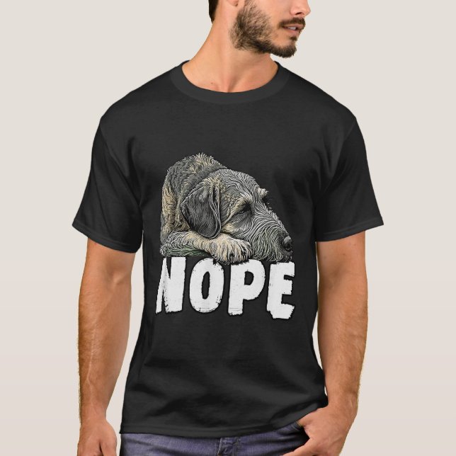 Irish Wolfhound Nope Funny Lazy Pet Dog Cute  T-Shirt (Front)