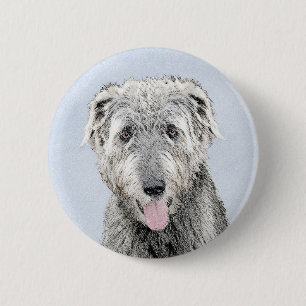 Irish Wolfhound Painting - Cute Original Dog Art 2 Inch Round Button