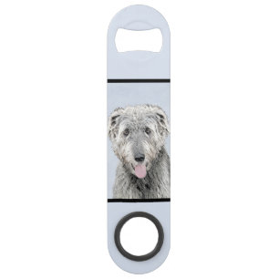 Irish Wolfhound Painting - Cute Original Dog Art Bar Key