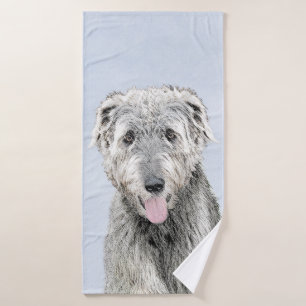 Irish Wolfhound Painting - Cute Original Dog Art Bath Towel Set