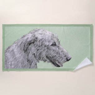 Irish Wolfhound Painting - Cute Original Dog Art Beach Towel