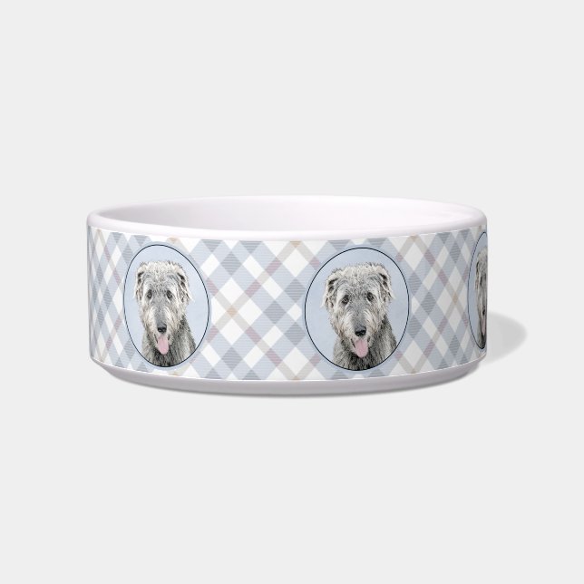 Irish Wolfhound Painting - Cute Original Dog Art Bowl (Left)