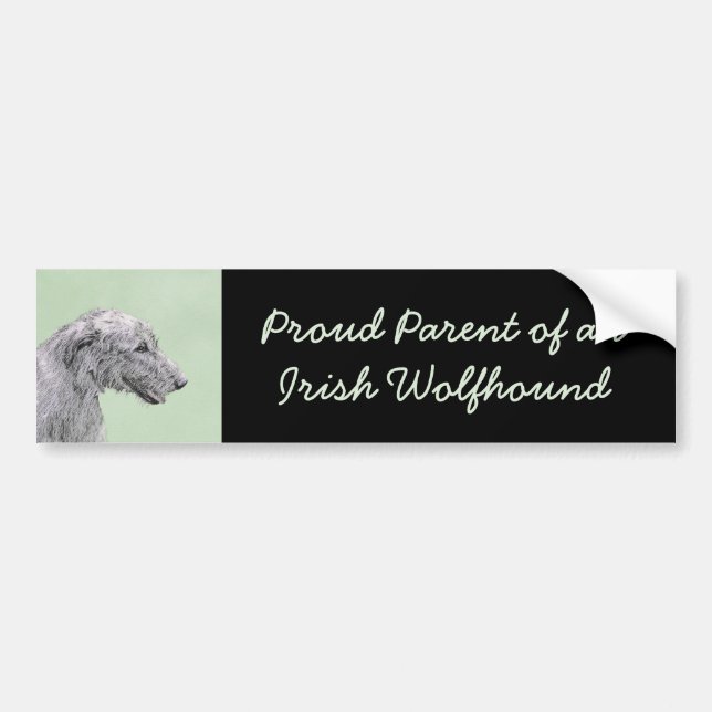 Irish Wolfhound Painting - Cute Original Dog Art Bumper Sticker (Front)