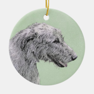Irish Wolfhound Painting - Cute Original Dog Art Ceramic Ornament