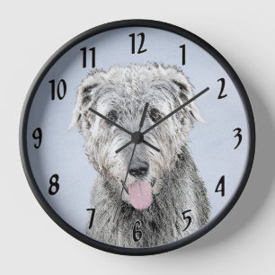 Irish Wolfhound Painting - Cute Original Dog Art Clock