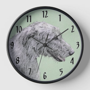 Irish Wolfhound Painting - Cute Original Dog Art Clock