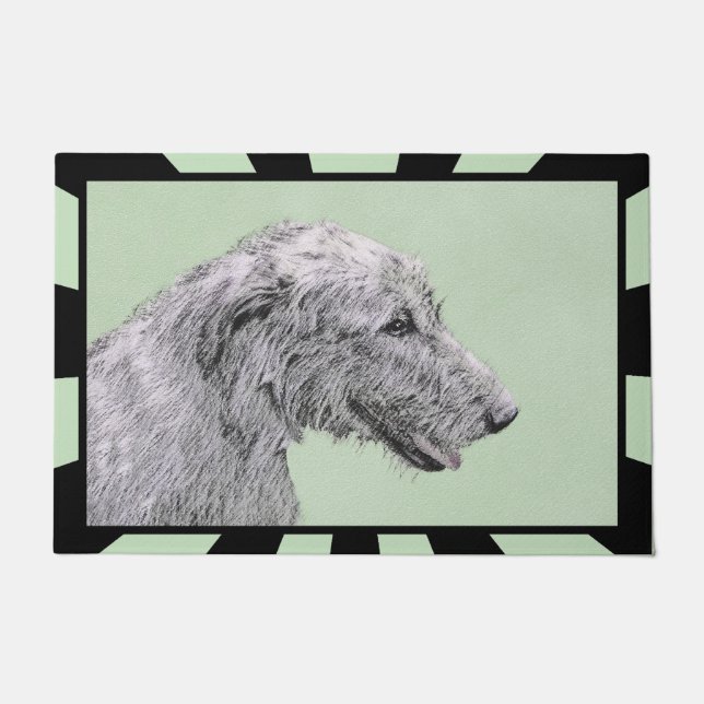 Irish Wolfhound Painting - Cute Original Dog Art Doormat (Front)