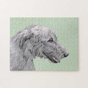 Irish Wolfhound Painting - Cute Original Dog Art Jigsaw Puzzle