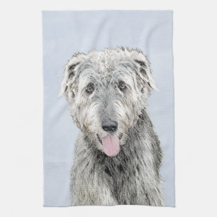 Irish Wolfhound Painting - Cute Original Dog Art Kitchen Towel