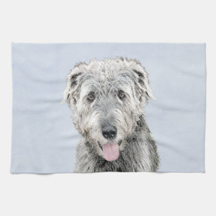 Irish Wolfhound Painting - Cute Original Dog Art Kitchen Towel