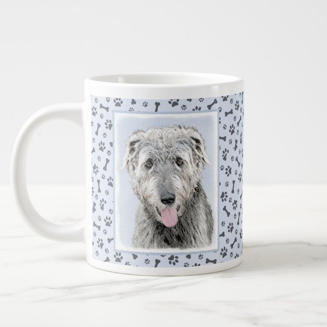 Irish Wolfhound Painting - Cute Original Dog Art Large Coffee Mug (Left)
