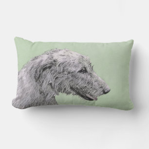 Irish Wolfhound Painting - Cute Original Dog Art Lumbar Pillow