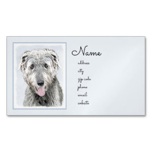Irish Wolfhound Painting - Cute Original Dog Art Magnetic Business Card
