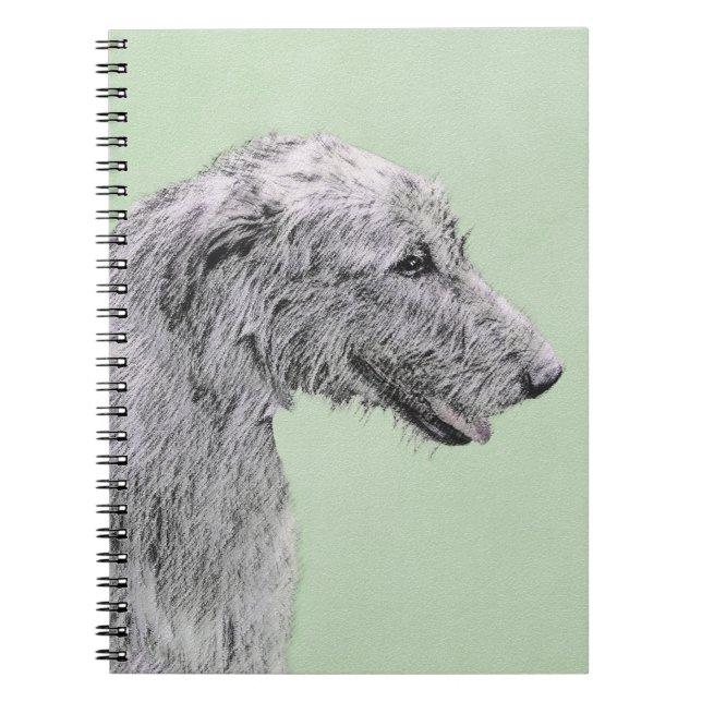 Irish Wolfhound Painting - Cute Original Dog Art Notebook (Front)