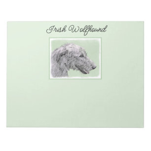 Irish Wolfhound Painting - Cute Original Dog Art Notepad