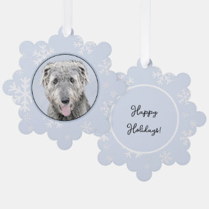 Irish Wolfhound Painting - Cute Original Dog Art Ornament Card