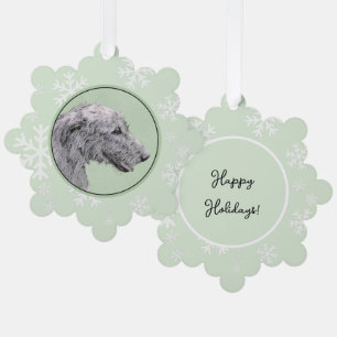 Irish Wolfhound Painting - Cute Original Dog Art Ornament Card