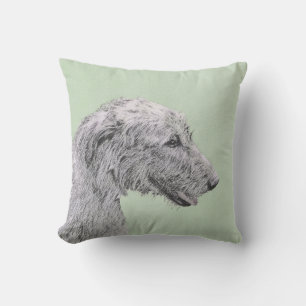 Irish Wolfhound Painting - Cute Original Dog Art Outdoor Pillow