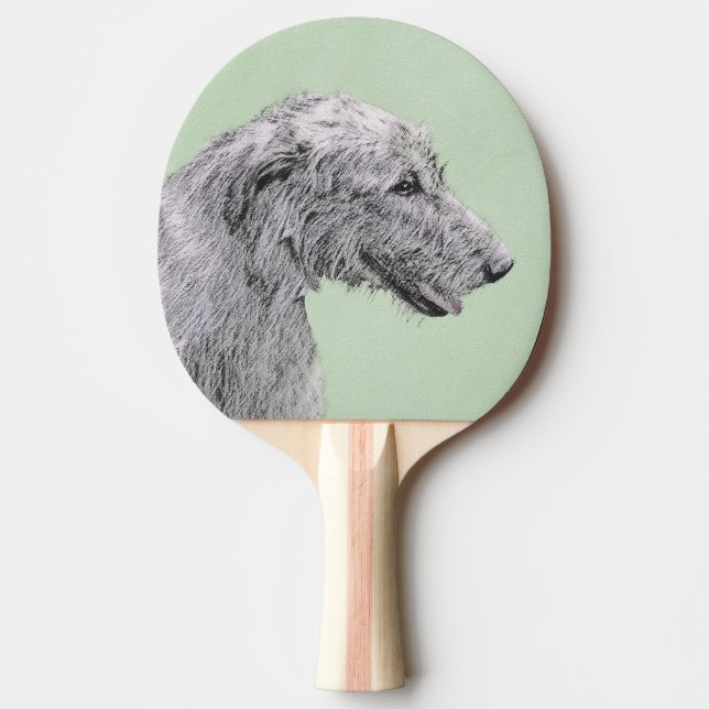 Irish Wolfhound Painting - Cute Original Dog Art Ping Pong Paddle (Front)