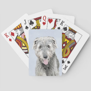 Irish Wolfhound Painting - Cute Original Dog Art Playing Cards