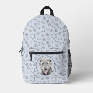 Irish Wolfhound Painting - Cute Original Dog Art Printed Backpack