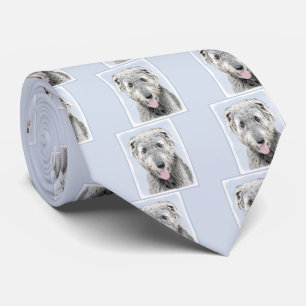 Irish Wolfhound Painting - Cute Original Dog Art Tie