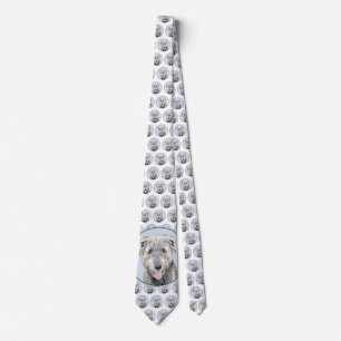Irish Wolfhound Painting - Cute Original Dog Art Tie