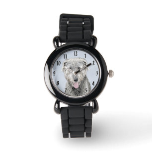 Irish Wolfhound Painting - Cute Original Dog Art Watch