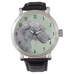 Irish Wolfhound Painting - Cute Original Dog Art Watch