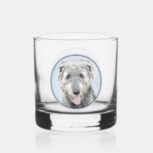 Irish Wolfhound Painting - Cute Original Dog Art Whiskey Glass