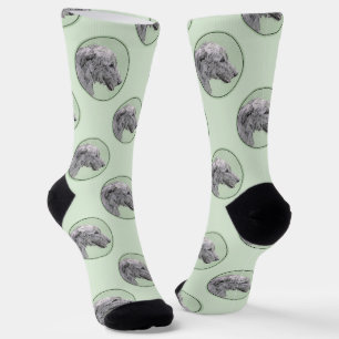 Irish Wolfhound Painting Grey Original Dog Art Socks