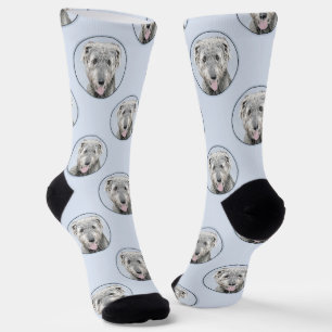 Irish Wolfhound Painting Grey Original Dog Art Socks