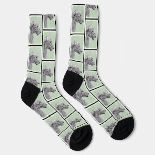 Irish Wolfhound Painting Grey Original Dog Art Socks