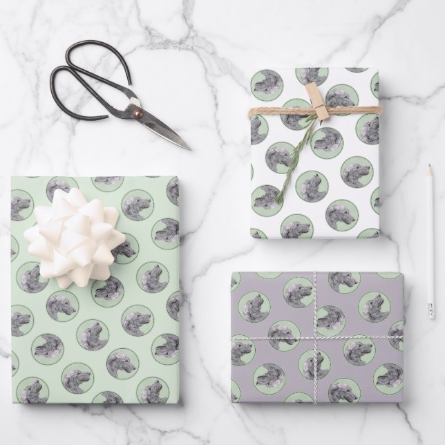 Irish Wolfhound Painting Grey Original Dog Art Wrapping Paper Sheet (Front)