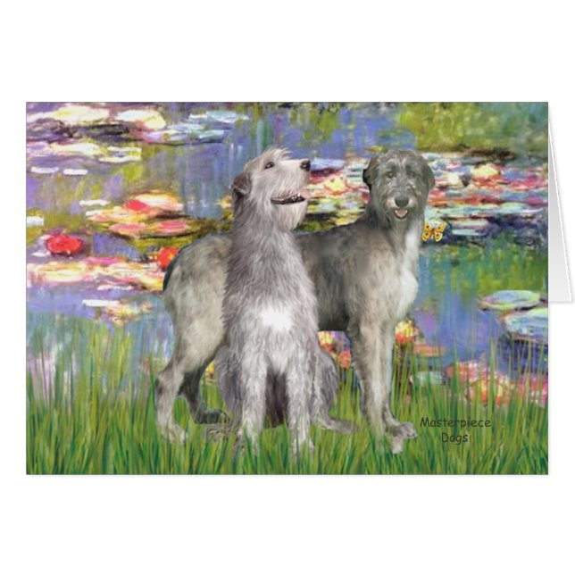 Irish Wolfhound Pair - Lilies 2 - Customized (Front Horizontal)