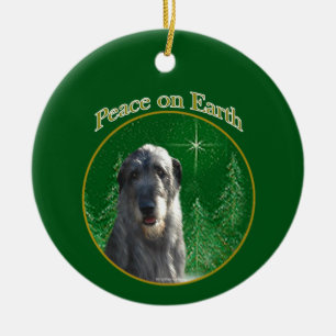Irish Wolfhound Peace Keychain Ceramic Ornament