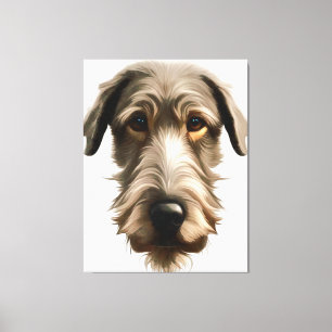 Irish Wolfhound Pet Portrait Painting Isolated on  Canvas Print