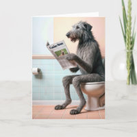 Irish Wolfhound Reading a Newspaper