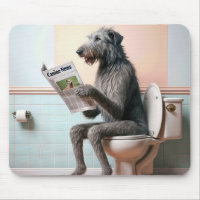 Irish Wolfhound Reading a Newspaper