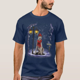 Irish Wolfhound Santa Snow Christmas Light Winter T-Shirt
