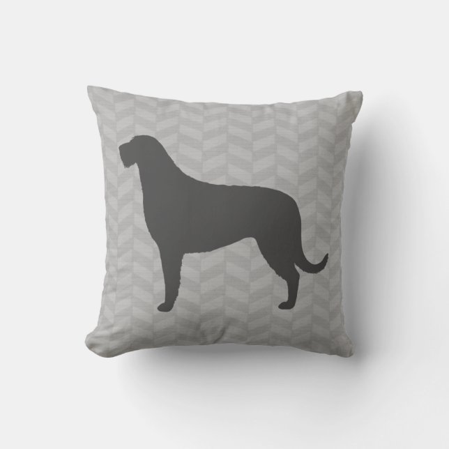 Irish Wolfhound Silhouette Throw Pillow (Front)