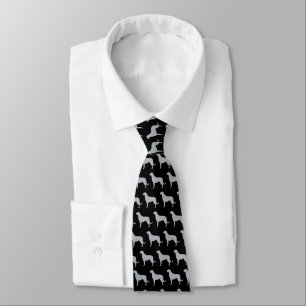 Irish Wolfhound Silhouettes Pattern Grey and Black Tie