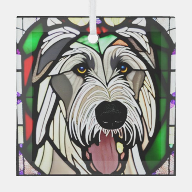 Irish Wolfhound "Stained Glass" Glass Ornament (Front)