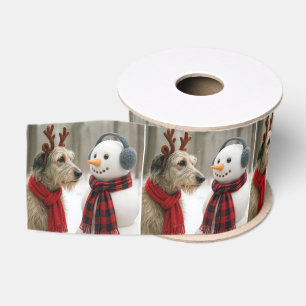 Irish Wolfhound Staring at a Snowman Grosgrain Ribbon