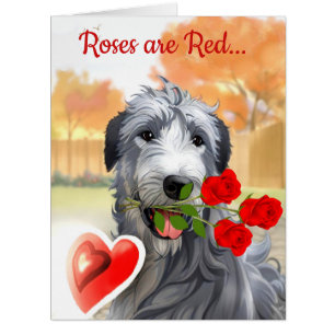 Irish Wolfhound Valentine artwork Carte de voeux