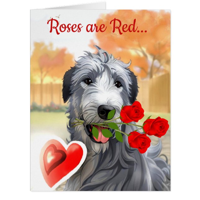 Irish Wolfhound Valentine artwork Carte de voeux (Devant)