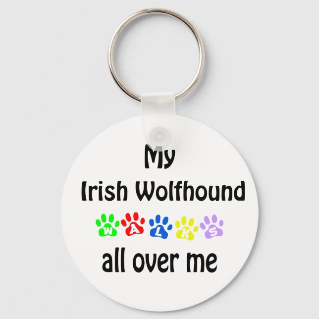 Irish Wolfhound Walks Design Keychain (Front)